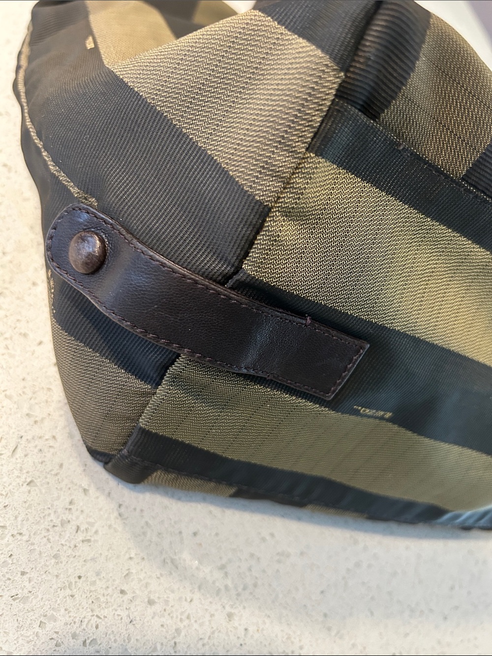 Fendi Pequin Foldable Tote | w/ Insert| Zip Top | Classic Stripe - Picture 3 of 16